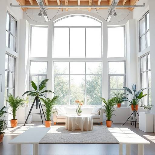 Bright studio with large windows